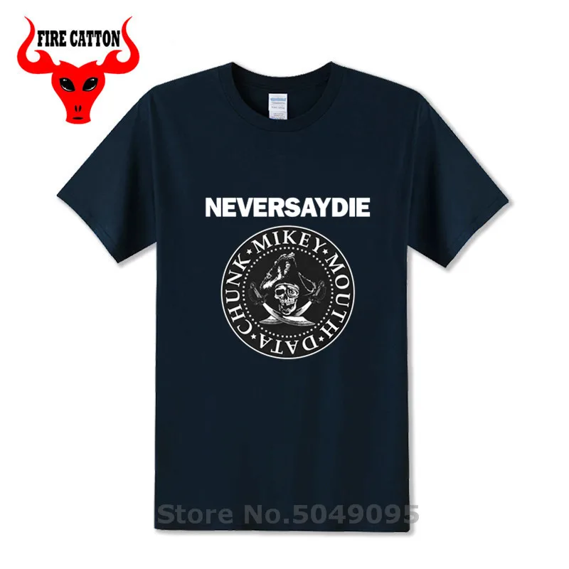Streetwear The Goonies T shirt men Quote Never Say Die T-shirt One piece tee New Pirate King tshirt Classic Anime Clothing | Мужская