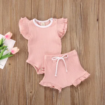 

2020 New baby Girls Tank Top, Crop Top, 2 Piece Set, Sleeveless, Pleated Elastic, Summer