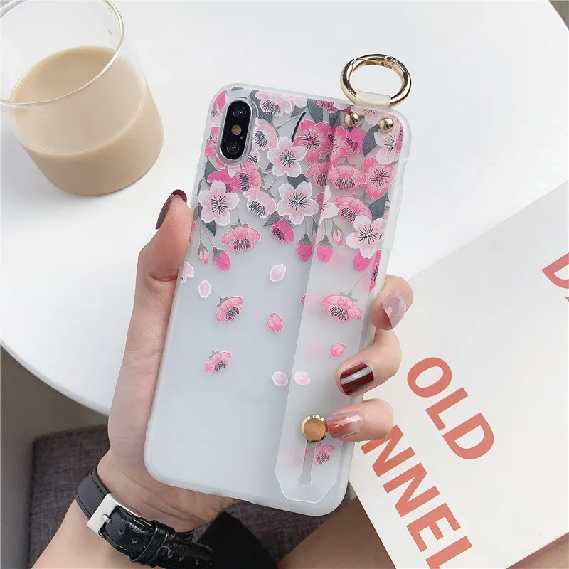 Wrist Strap I 3D рельефные Чехлы для телефона OPPO A11X A9X A7X A9 A5 F3 F7 F11 Pro Plus K1 Reno 2 девичий цветок мягкий силиконовый ремешок на запястье Чехол - Цвет: Wrist Strap I