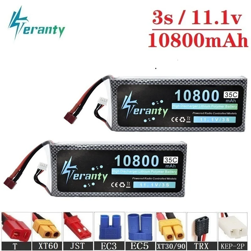 Обновленная батарея 11,1 v 10800maH 35C Lipo для RC Quodcopter автомобилей лодки Дрон запасные части 3s 10000mah 11,1 v перезаряжаемые батареи
