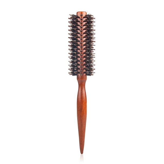 6 Style Natural Boar Bristle Hair Round Brush Wood Handle Round Barrel Hair Comb Hair Roller Brush Hairdressing Styling Tools ZB-ZWMGS-12mm