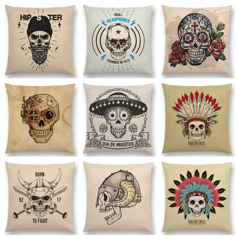 Fodera Per Cuscino Skull Head Rock Death Demon Demon Magic Mystery Samurai
