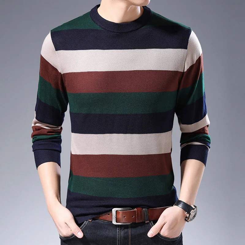

ICPANS Sweater Men Cotton Knitwear Pull Homme Streetwear Knitted Striped Pullover Men Autumn Winter Mens Sweaters