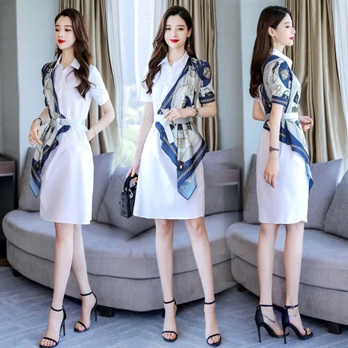 

Dress 2019 New Style Summer Social High-End Elegant Goddess-Style Clothes Slim Fit Slimming Mid-length Shirt Skirt