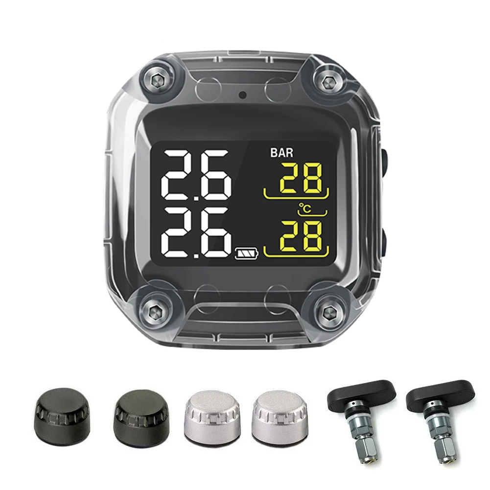 Wireless Motorcycle TPMS Tire Pressure Monitoring System Digital LCD with Two External/Internal Sensors for BMW for Honda,motorcycle tire pressure monitor
