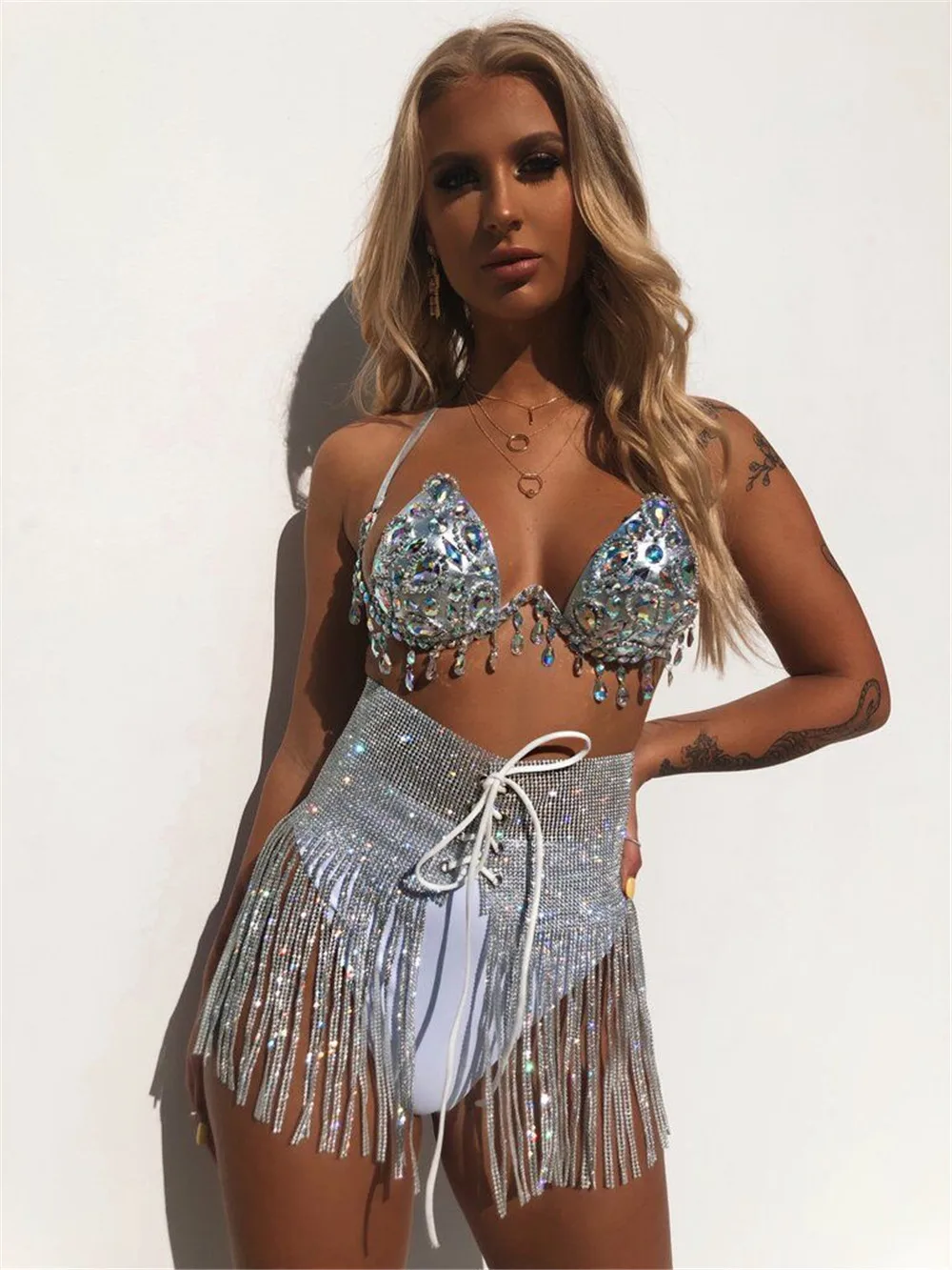 Роскошные сексуальные Стразы, блестки, кисточки, юбки для женщин, Блестящий Алмазный бандаж, высокая талия, для ночного клуба, вечерние, мини-юбки