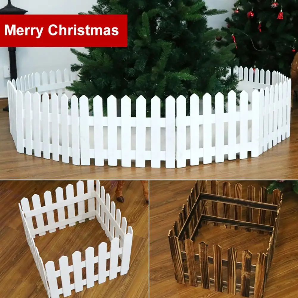 

160cm Wooden Fence Christmas Tree Ornament Holiday Showcase Glass Props Decor Christmas Tree Fence Workmanship Christmas Decor