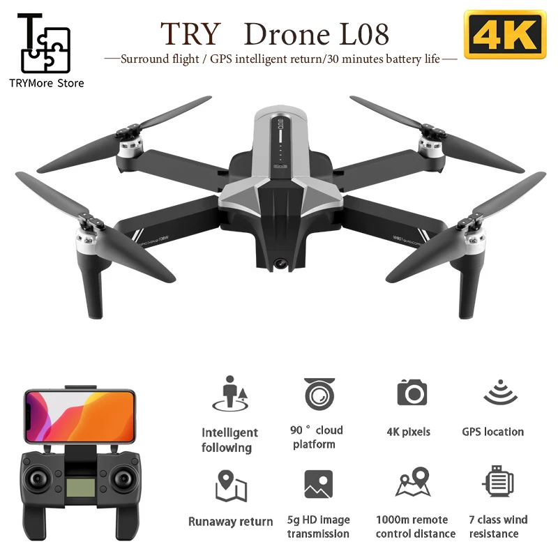 

2020 New L08 Folding Storage Gps Drone Brushless Quadcopter 4k Ultra Clear Aerial Remote Control Aircraft Vs F11 Sg906pro