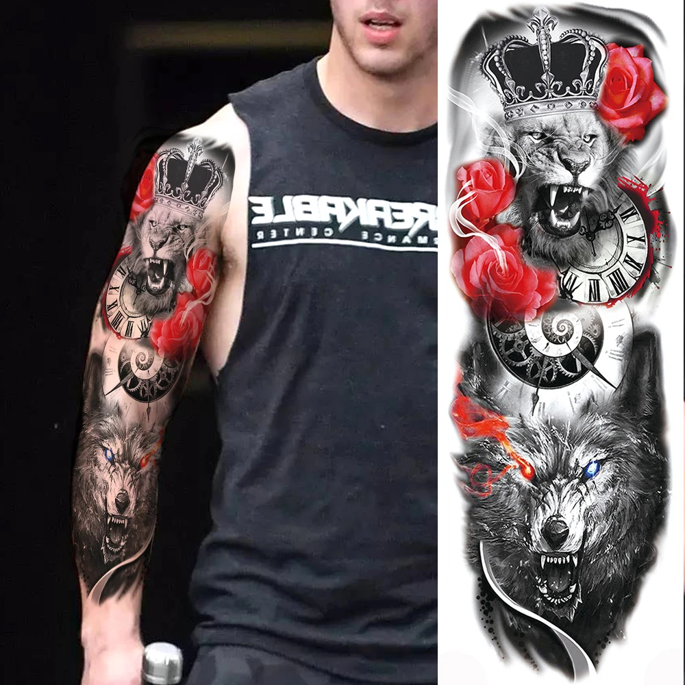 Полный рука механический робот Временные татуировки для мужчин и женщин
