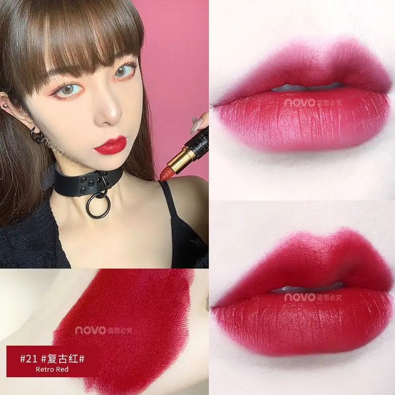 NOVO матовая губная помада Velvet Matte блеск для губ не прилипает к чашке не выцветает - Цвет: 21