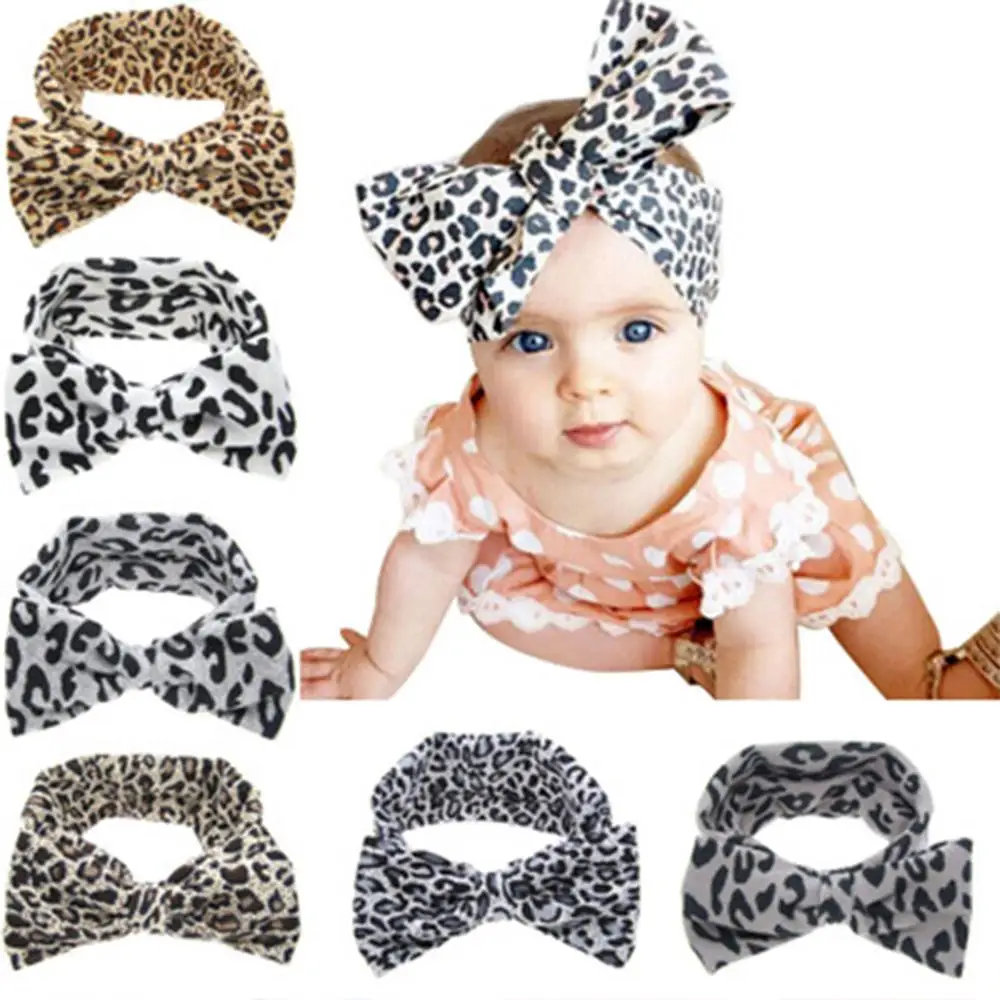 

Leopard Elegant Baby Headbands For Girls Elastic Handmade Bow Fashion Baby Hairband Soft Western Style Newborn Hair Accessories
