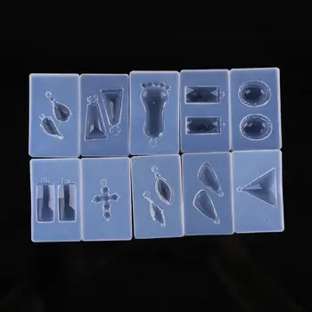

10 Pcs/set UV Crystal Epoxy Mould Hollow Love Heart Five Star DIY Handmade Earrings Pendant High Translucent Mold