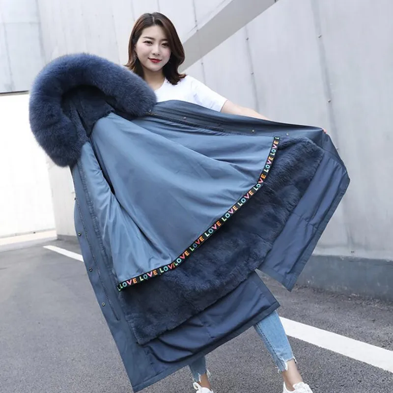 

Fox fur collar fur to overcome female 2019 winter detachable fox fur collar coat female rabbit fur liner thick natural fur coat