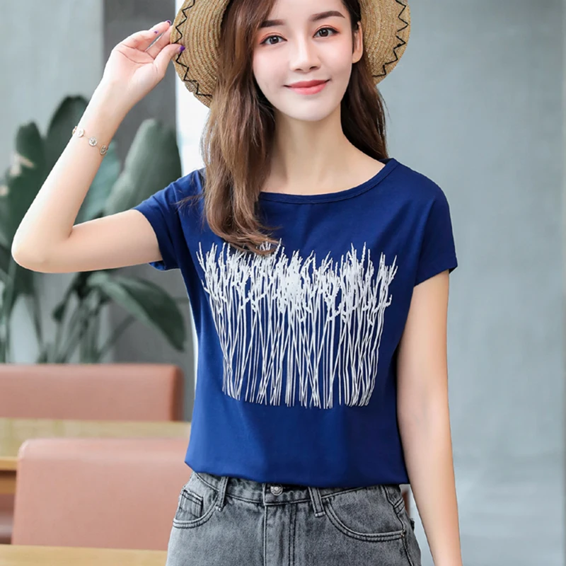 

Print Short Sleeve T Shirt Women 2020 Summer Tops Womens Vogue Cotton Korean Style Woman Clothes T-Shirt Female Tee Shirt Femme