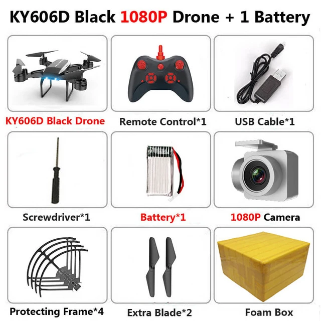 KEELEAD Дрон KY606D 4K 1080P HD wifi камера дроны режим удержания высоты складной Радиоуправляемый квадрокоптер с камерой VS E58 SG106 мини Дрон - Цвет: 1080P Black 1B FB