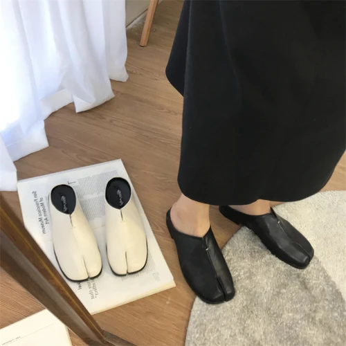 Bailamos 여성용 스플릿 토 슬리퍼, 타비 닌자 슬립 플랫, 라운드 토, 얕은 레이지 슬립 온 보트 슬링백 뮬 신발, 소프트 로퍼 2