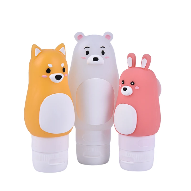 Animal Portable Cartoon Bear Penguin Silicone Travel Case Organizer Shampoo Shower Gel Lotion Storage Refillable Bottle Fashion
