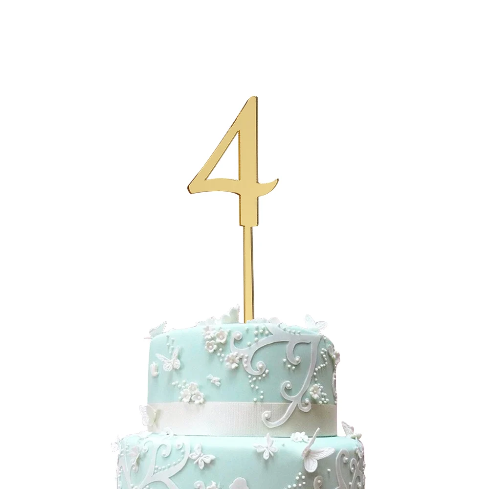 Number 4 6 шт. Золотой номер, для детей 0, 1 2 3 4 5 6 7 8 9 украшение для именинного торта акриловый Золотой дети ребенок день рождения Юбилей вечерние декоры - Цвет: Number 4