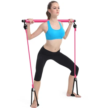 

Portable Pilates Bar Kit With Resistance Band Adjustable Pilates Exercise Stick Toning For Fitness Home Yoga Gym Body Workout