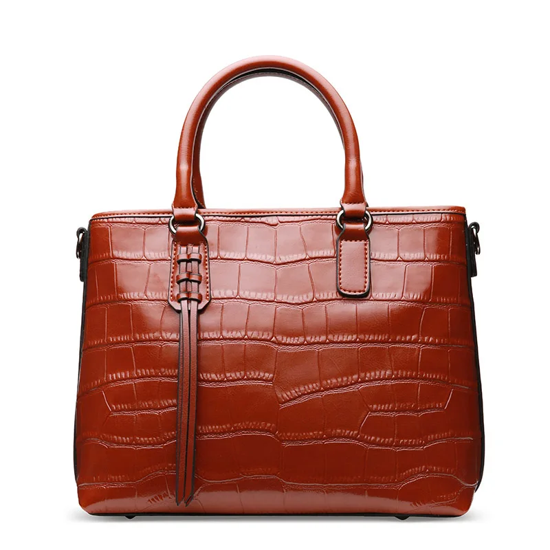 

ZROM Newest Handbag Genuine Leather Lady bags Bucket package Vintage Shoulder Bags Crocodile Grain Women's Fashion Messenger Bag