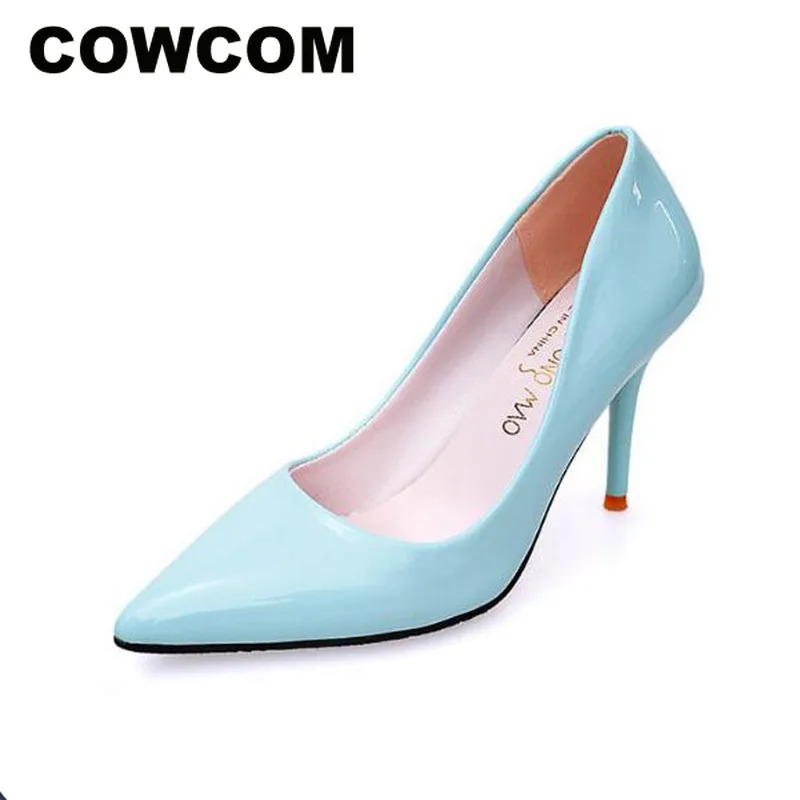Женские туфли-лодочки COWCOM разноцветные однотонные туфли на высоком каблуке с