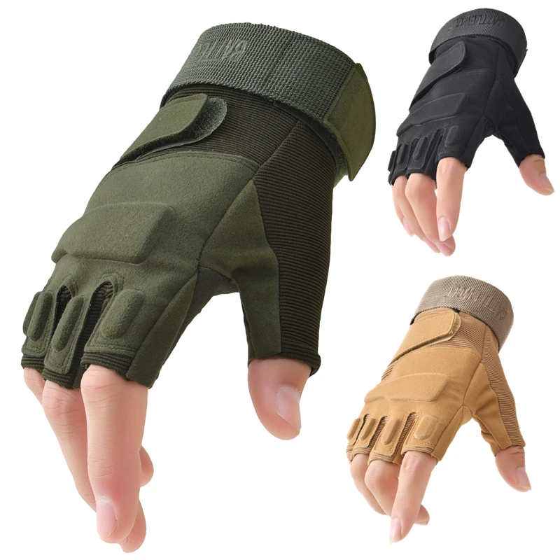 Outdoor Tactical Fingerless Half Finger Gloves For Sports Gym Fitness Motorcycle Riding Cycling Men Women Kids