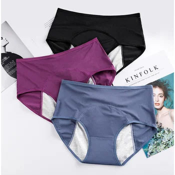 

3pcs Leakproof Menstrual Panties Sexy Undies Breathable Incontinence Multicolor Woman Sanitary Period Underwear Plus Size