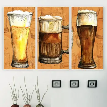 

Vintage Wall Decor Canvas Art Beer Poster Brewage Printed Paintings Triptych Decor Pictures For Bedroom Home Bar Nightclub Wall