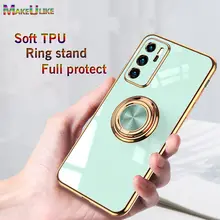 Ring Soft Case For Huawei P40 Pro Plus P30 P20 Pro Case Anti-drop Stand Cover For Huawei