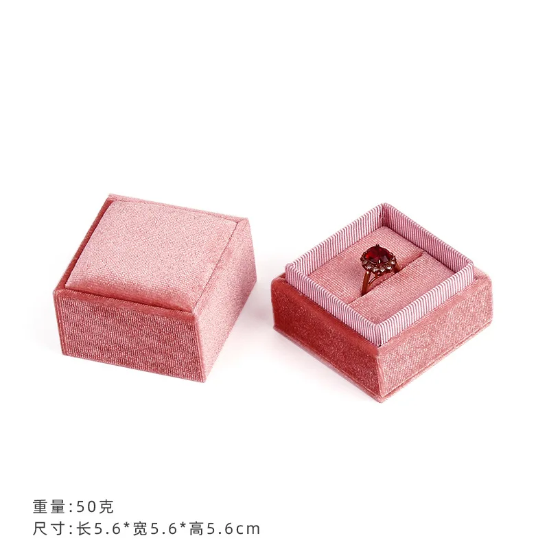 Прямоугольная Вельветовая коробка для колец 5,6x5,6x5,6 см, коробки для украшений, кольца, серьги, упаковка, высококачественный материал,, милые