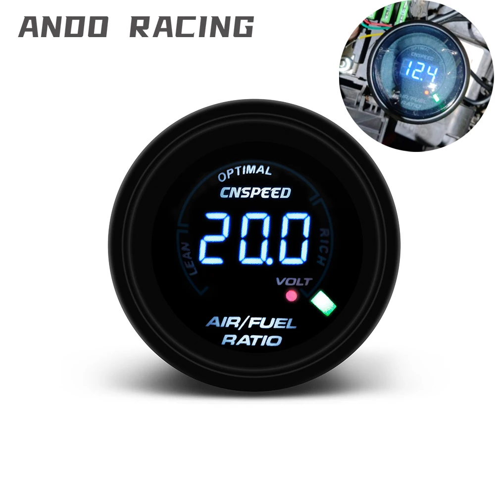 2"52mm LED Digital Car Auto Air Fuel Ratio Gauge 12V Racing Air Fuel Meter Indicator Smoked Tint lens AFR