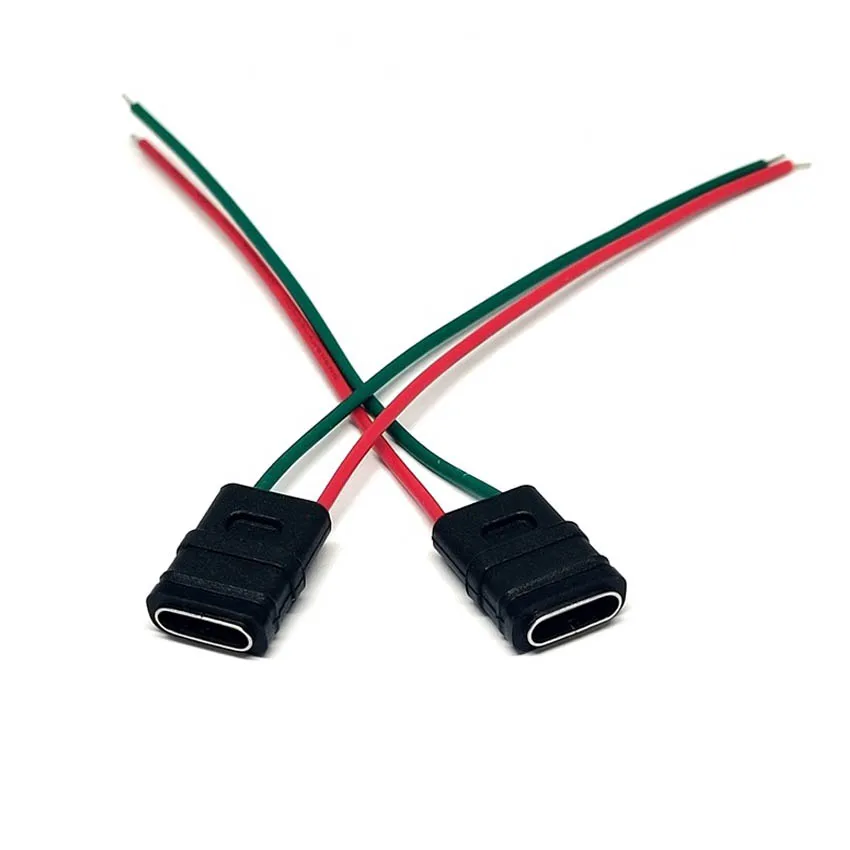 

Type-C welding wire type female seat waterproof 2pin with wire ipx7 5A high current interface waterproof connector
