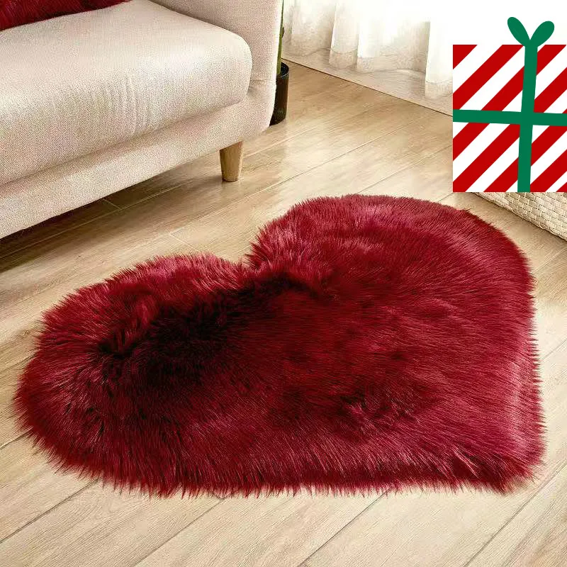 Милый ковер в форме сердца из искусственного меха, Противоскользящие коврики для спальни, кухни, гостиной