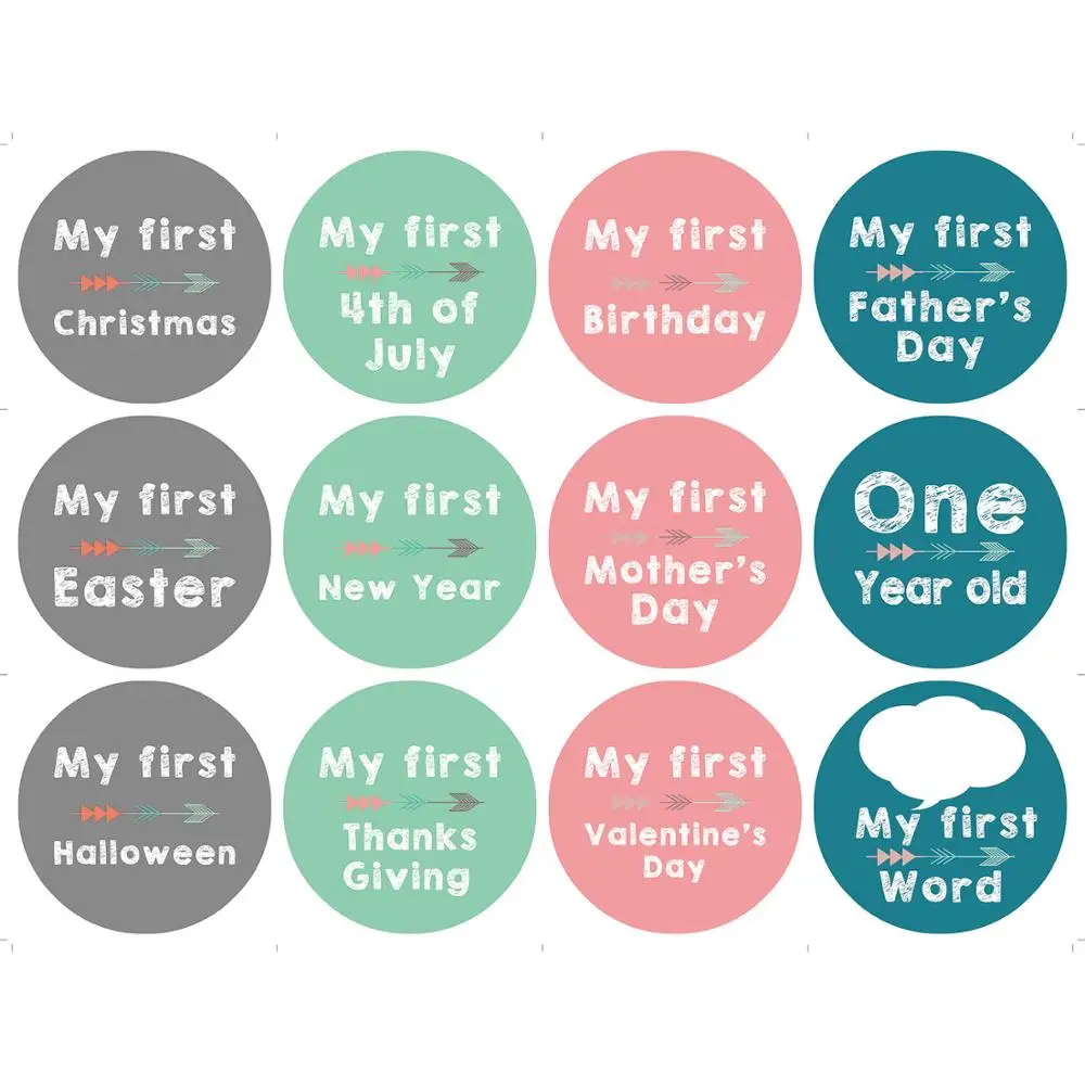 12 piezas pegatina de mes for Fotografia de bebque hitos conmemorativos mensuales para nivienos recienos nusa de tarjeta con
