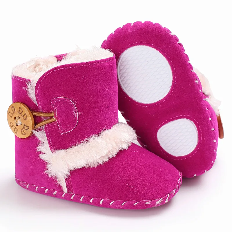 Классическая обувь для малышей; плюшевые зимние ботинки для маленьких девочек и мальчиков; Теплая обувь на мягкой подошве; нескользящие ботиночки для малышей; обувь для первых шагов; Bebe - Цвет: Красный