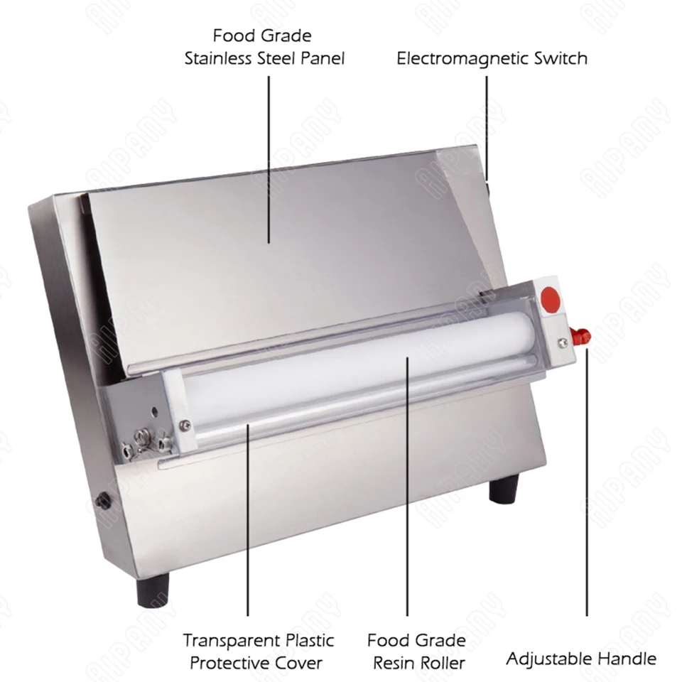 DR3S  pizza dough roller stainless steel electric pizza crust maker single roller dough sheeter presser pressing machine