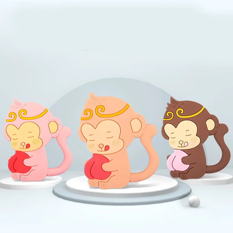 Chenkai 10PCS Silicone Monkey Teether Baby Cartoon Pacifier BPA Free For DIY Infant Nursing Bracelet Necklace Pendant Toy Gifts