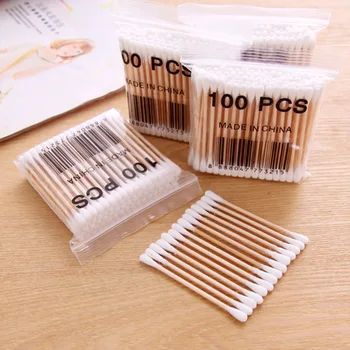 

Cotton Swab Disposable Double Headed Makeup Remover Cotton Ball Cleaning Infant Disinfection Health Stick 100 PCs Bag