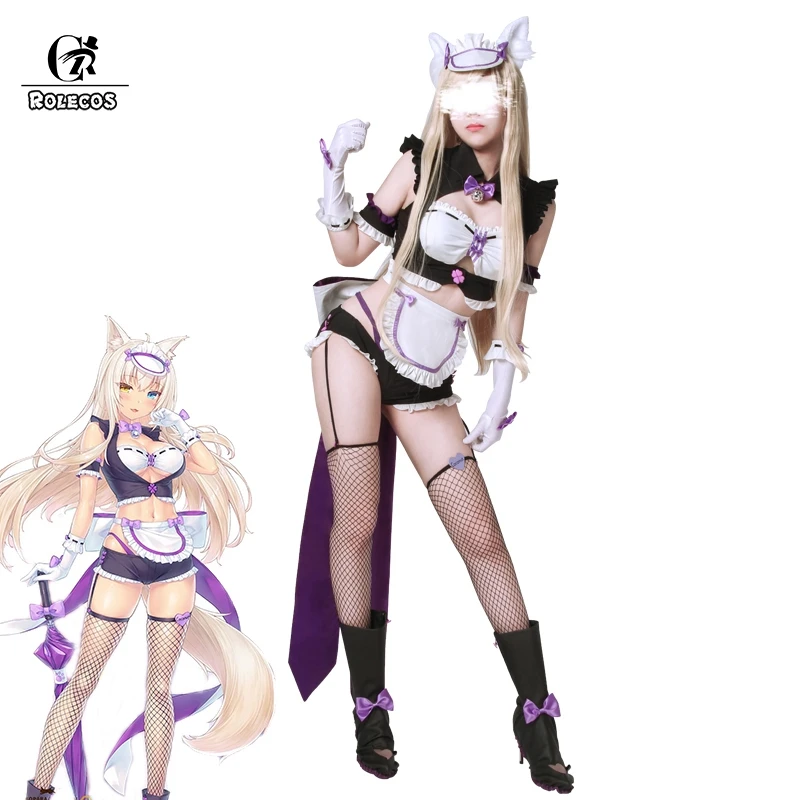 ROLECOS Nekopara косплей костюм гонки королевы кокоса горничной платье кошки Neko