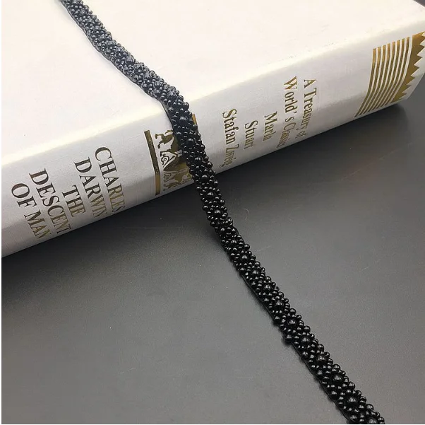 Diy тяжелые ногти на руках бусина аксессуары для одежды аксессуары для ногтей бусина штрих-код жемчужные бусины кружева 1 ярд 90 см - Цвет: Black