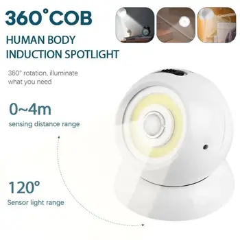 

360°COB Rotating Sensor Night Ligh Human Body Induction Lamp Ball Light 3W 130LM LED Sensor Light Long Service Life 2020New HOT