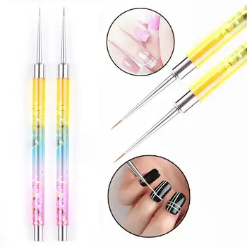 

Rainbow Nail Liner Brush Lines Striping Painting Liquid Salon Tool Nail Brushes Manicure Glitter Art H5A8