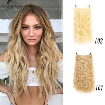 

XUANGUANG Long Hairpieces Synthetic heat resistance No Clip In Hair Extensions Secret Invisible Fish Line