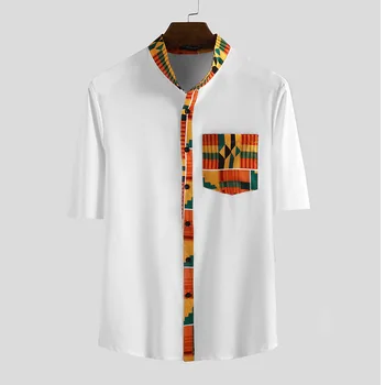 

2020 summer african men printing polyester plus size shirts S-3XL