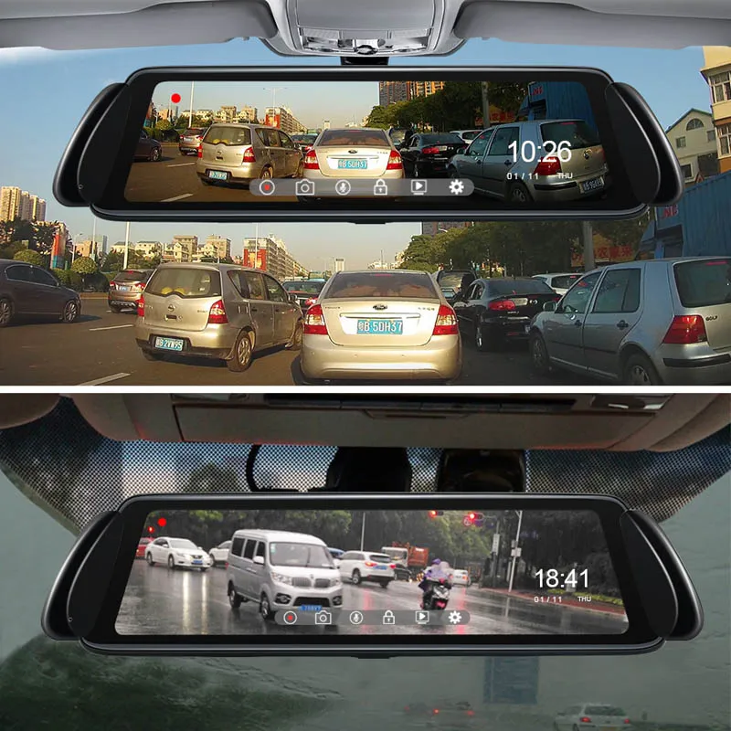 Цинковый сплав 2.5D 1" сенсорный экран Full HD 1080P Автомобильный видеорегистратор зеркало заднего вида тире камера с двумя объективами запись Автомобильный видеорегистратор