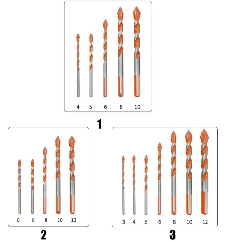 

Hot 5/7pcs/set Multifunctional high quality Drill Bits Triangular-overlord Perforator Ceramic Tile Drill Handle Marble