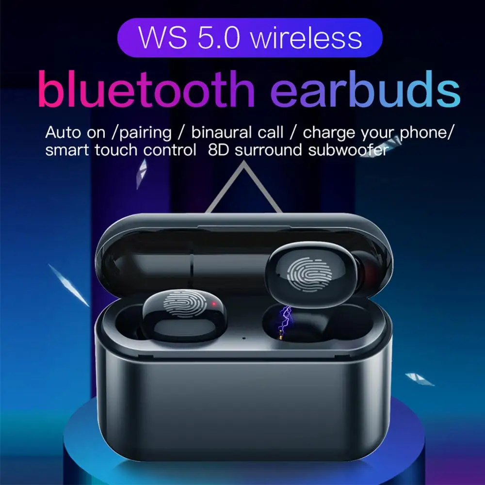 TWS Bluetooth гарнитура 5,0 сенсорная беспроводная гарнитура для движения с обратной зарядкой многофункциональная беспроводная стереосистема