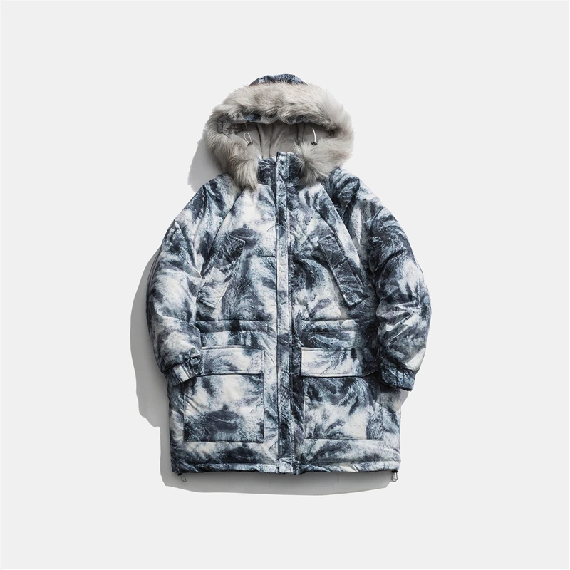 Camouflage Зимние длинные куртки, мужские парки в стиле хип-хоп, уличная одежда, камуфляжное пальто, плотный меховой воротник, теплая Повседневная Верхняя одежда, мужская одежда HC011 - Цвет: Camouflage