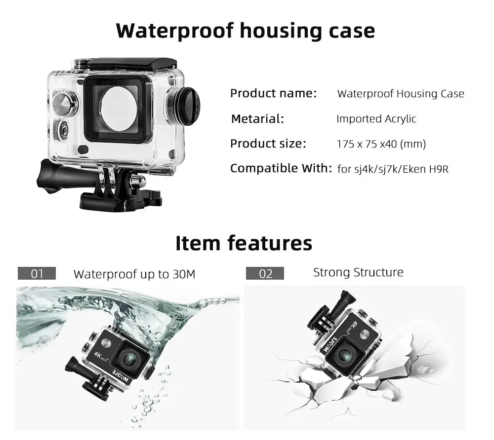 Аксессуары для камеры Go Pro Аксессуары для экшн-камеры Gopro Hero 7/6/5/4/3 Экшн-камера Eken H9 Wi-Fi Sj4000 пульт дистанционного управления для спортивной Камера подводный водонепроницаемый Корпус чехол с крышкой