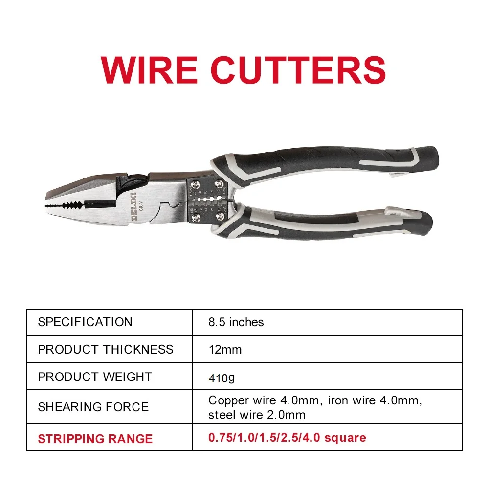 DELIXI Multifunctional Universal Needle Nose Pliers Diagonal Pliers Stripper Wire Cutters Wire Pliers Electrician Repair Tools scrub plane Hand Tools